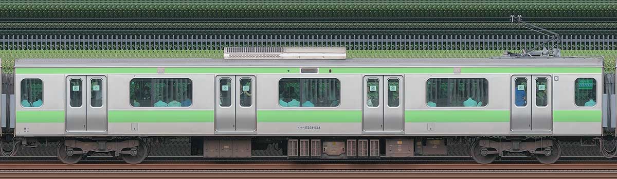 JR東日本E231系モハE231-534山側（東京駅基準）の側面写真