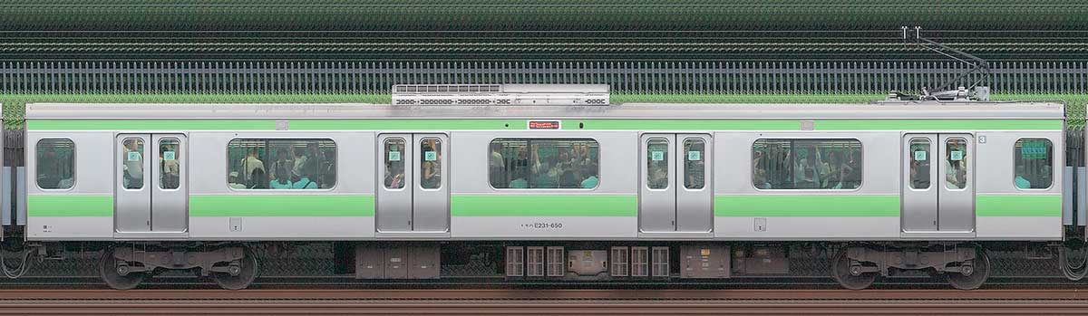 JR東日本E231系モハE231-650山側（東京駅基準）の側面写真