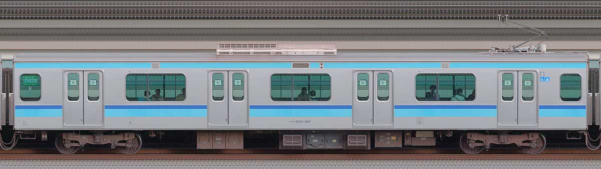 JR東日本E231系モハE231-807山側の側面写真