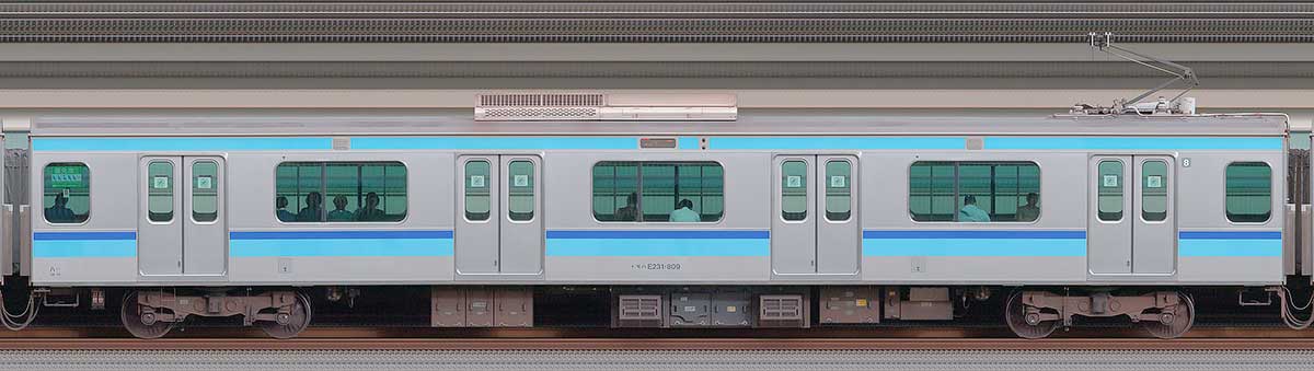 JR東日本E231系モハE231-809山側の側面写真