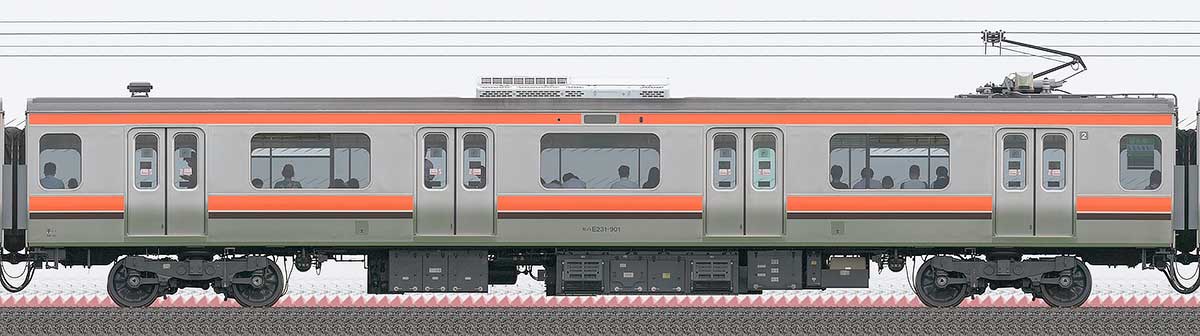 JR東日本E231系900番台モハE231-901山側の側面写真