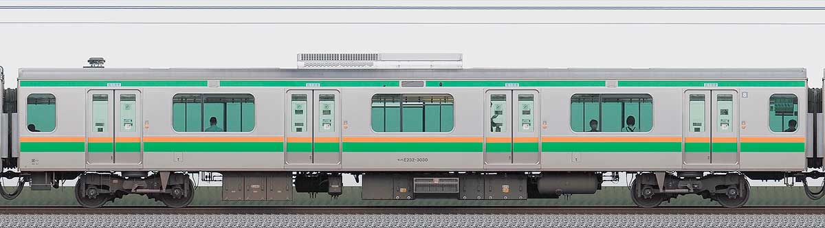 JR東日本E233系3000番台モハE232-3030山側の側面写真