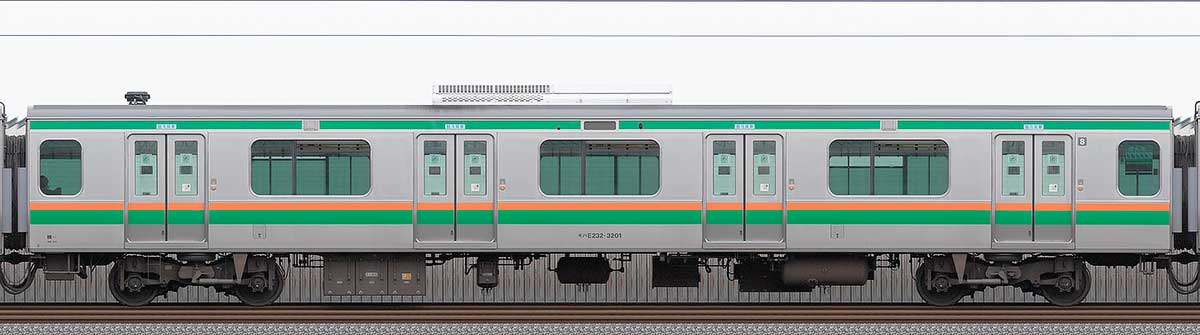 JR東日本E233系3000番台モハE232-3201山側の側面写真