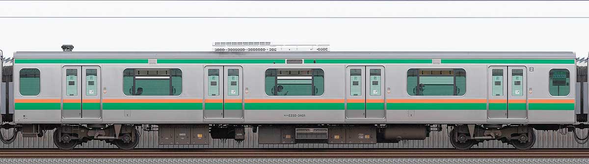 JR東日本E233系3000番台モハE232-3401山側の側面写真