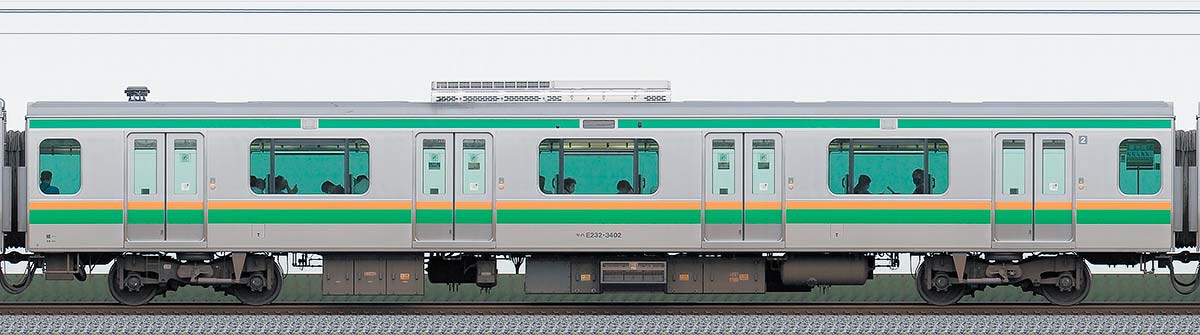 JR東日本E233系3000番台モハE232-3402山側の側面写真