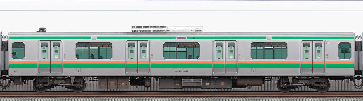 JR東日本E233系3000番台モハE232-3617山側の側面写真