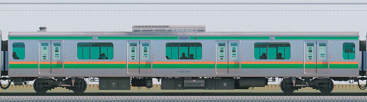 JR東日本E233系3000番台モハE232-3624山側の側面写真