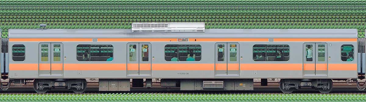 JR東日本E233系モハE232-36山側の側面写真
