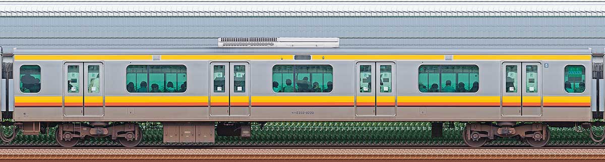 JR東日本E233系8000番台モハE232-8220山側の側面写真