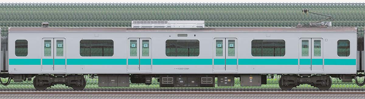 JR東日本E233系2000番台モハE233-2201山側の側面写真