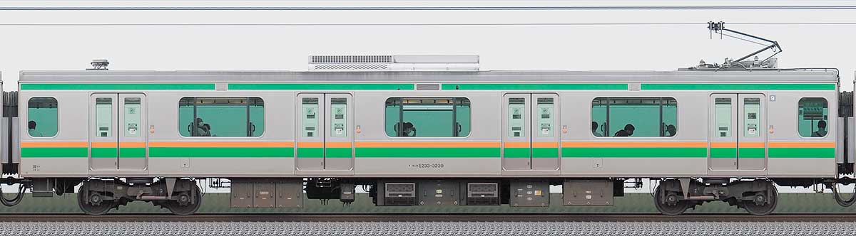 JR東日本E233系3000番台モハE233-3230山側の側面写真