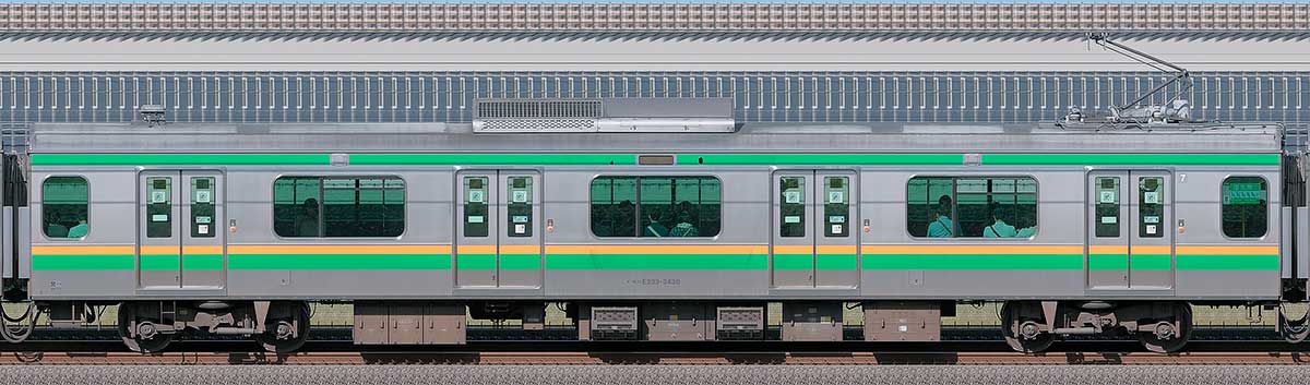JR東日本E233系3000番台モハE233-3430山側の側面写真