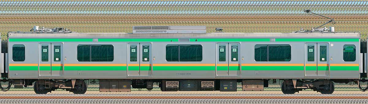 JR東日本E233系3000番台モハE233-3616山側の側面写真