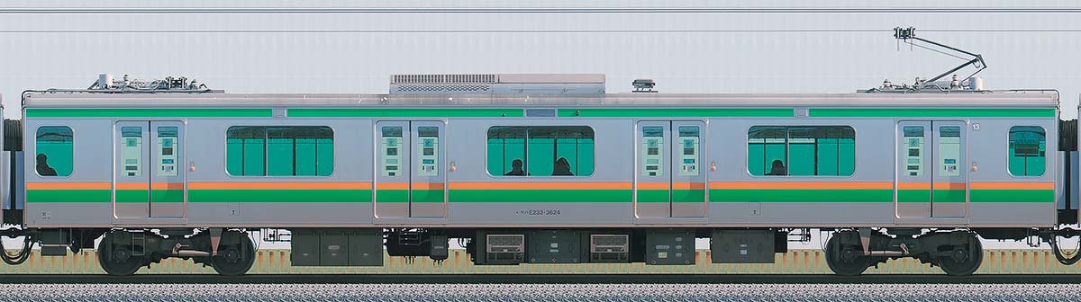 JR東日本E233系3000番台モハE233-3624山側の側面写真