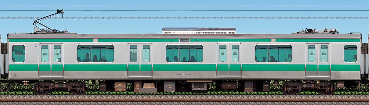 JR東日本E233系7000番台モハE233-7017(2025年)海側の側面写真