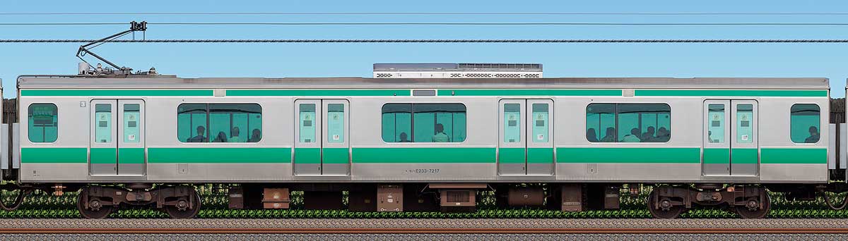 JR東日本E233系7000番台モハE233-7217(2025年)海側の側面写真