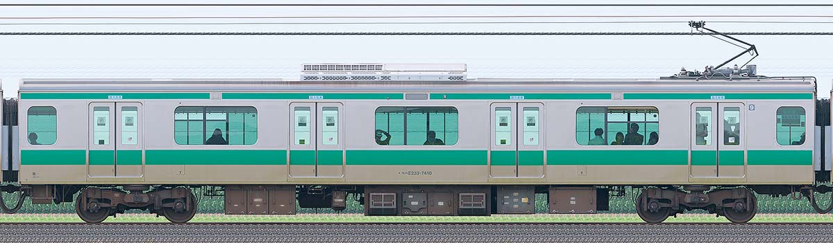 JR東日本E233系モハE233-7410山側の側面写真