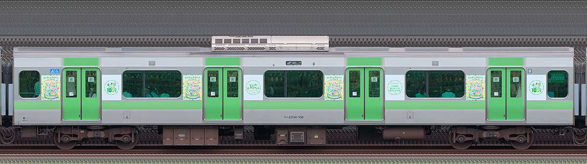JR東日本E235系「山手線環状運転100周年記念ラッピングトレイン」モハE234-130山側(東京駅基準)の側面写真