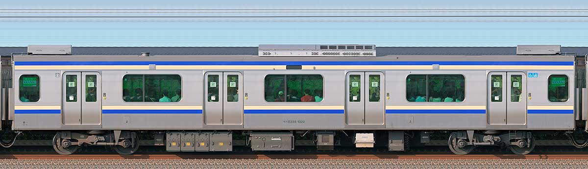 JR東日本E235系1000番台モハE234-1322海側の側面写真