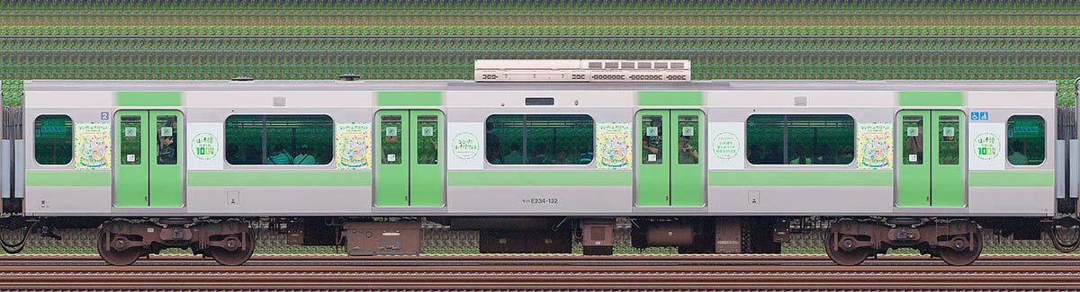 JR東日本E235系「山手線環状運転100周年記念ラッピングトレイン」モハE234-132海側(東京駅基準)の側面写真