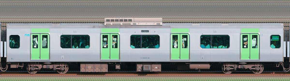 JR東日本E235系モハE234-53(2025年)山側(東京駅基準)の側面写真