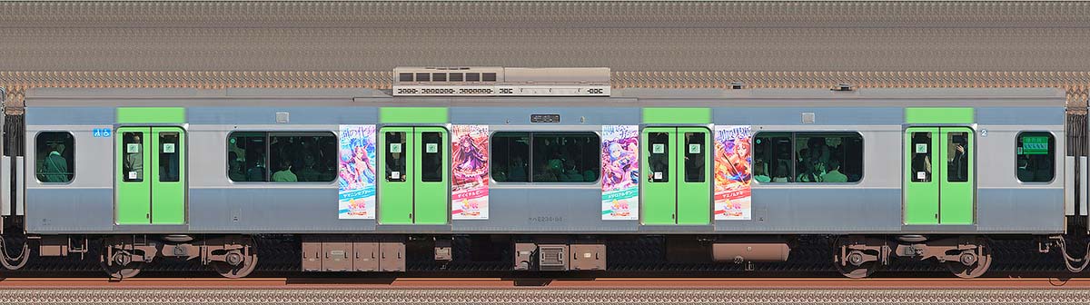 JR東日本E235系モハE234-84「ウマ娘 プリティーダービー」2周年記念ラッピング山側（東京駅基準）の側面写真