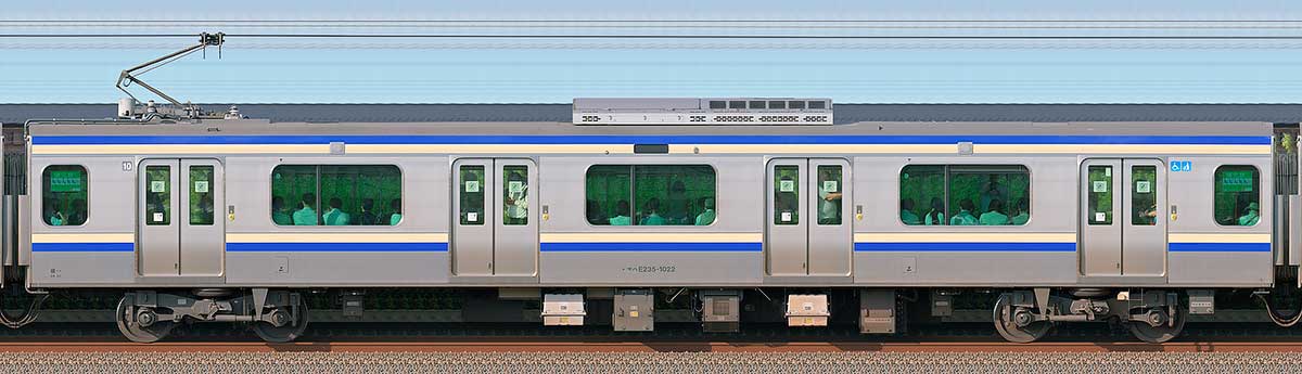 JR東日本E235系1000番台モハE235-1022海側の側面写真