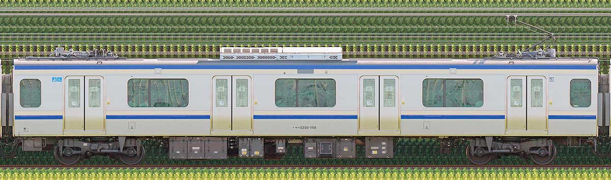 JR東日本E235系1000番台モハE235-1118山側の側面写真
