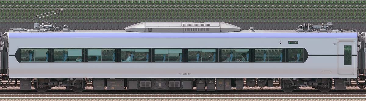 JR東日本E353系（量産先行車）モハE353-501山側の側面写真