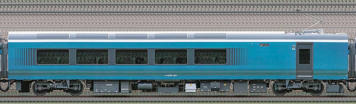 JR東日本E261系「サフィール踊り子」モロE261-201海側の側面写真