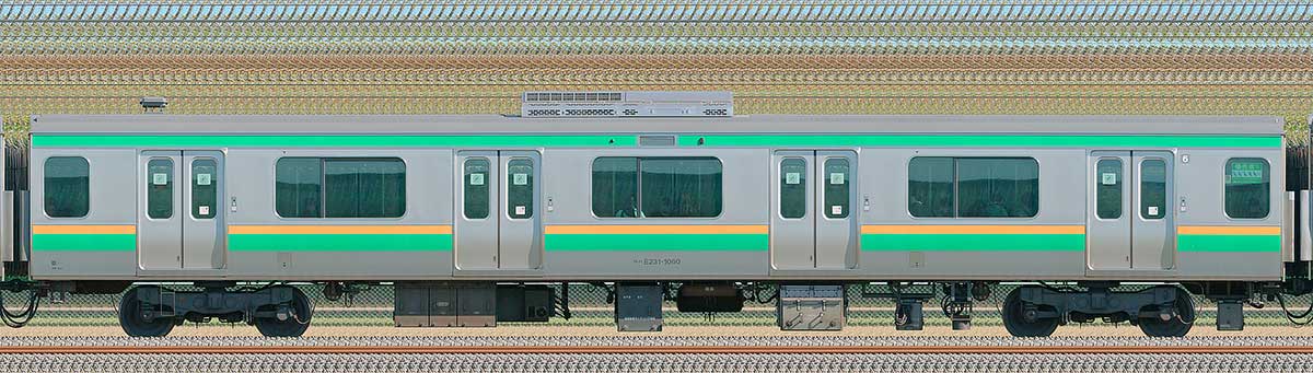JR東日本E231系サハE231-1060（線路設備モニタリング装置搭載車）山側の側面写真