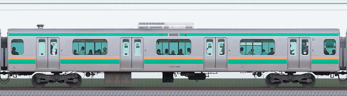JR東日本E231系サハE231-1080山側の側面写真