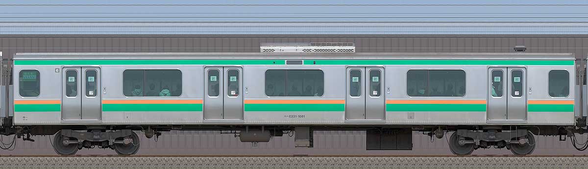 JR東日本E231系サハE231-1081海側の側面写真