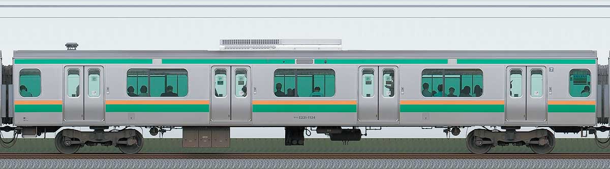 JR東日本E231系サハE231-1124山側の側面写真