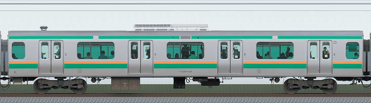 JR東日本E231系サハE231-1125山側の側面写真