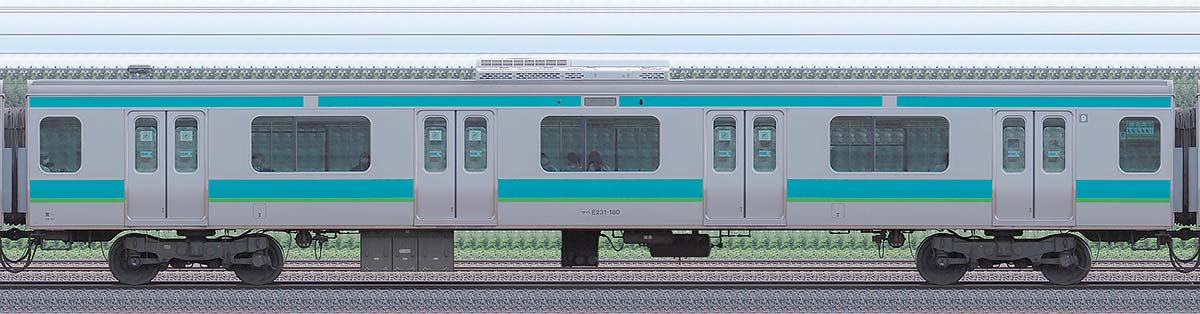 JR東日本E231系サハE231-180山側の側面写真