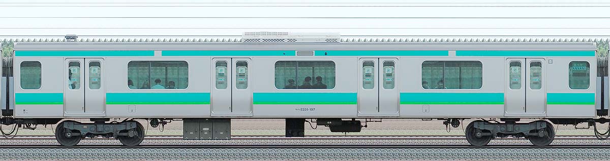 JR東日本E231系サハE231-197山側の側面写真