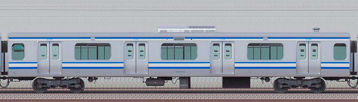 JR東日本E231系サハE231-216「成田線開業120周年記念列車」海側の側面写真