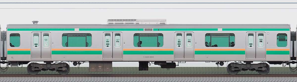 JR東日本E231系サハE231-3064山側の側面写真