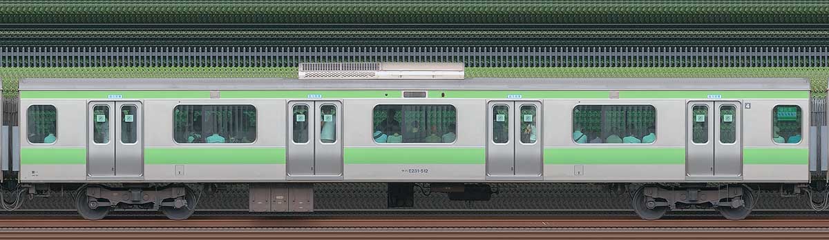 JR東日本E231系サハE231-512山側（東京駅基準）の側面写真