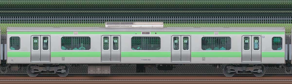JR東日本E231系サハE231-612山側（東京駅基準）の側面写真