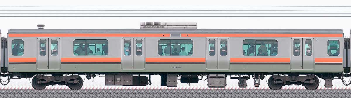 JR東日本E231系サハE231-64（線路設備モニタリング装置搭載車）山側の側面写真