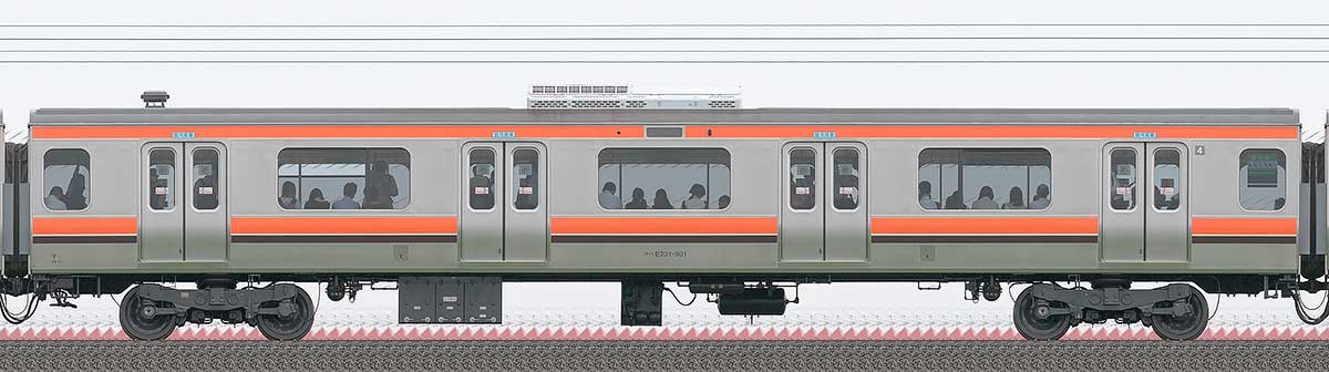 JR東日本E231系900番台サハE231-901山側の側面写真