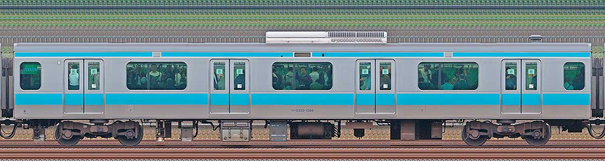 JR東日本E233系1000番台サハE233-1209（線路設備モニタリング装置搭載車）海側の側面写真