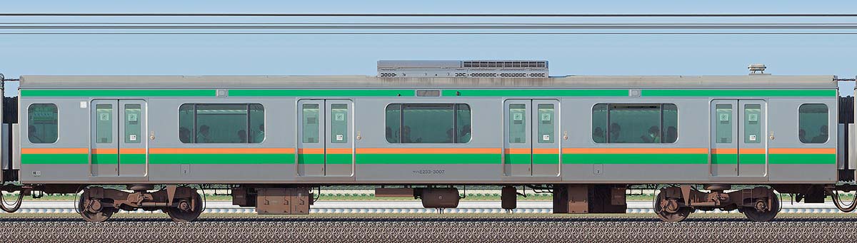 JR東日本E233系3000番台サハE233-3007海側の側面写真