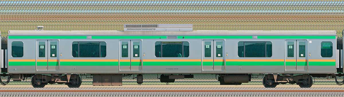 JR東日本E233系3000番台サハE233-3016山側の側面写真