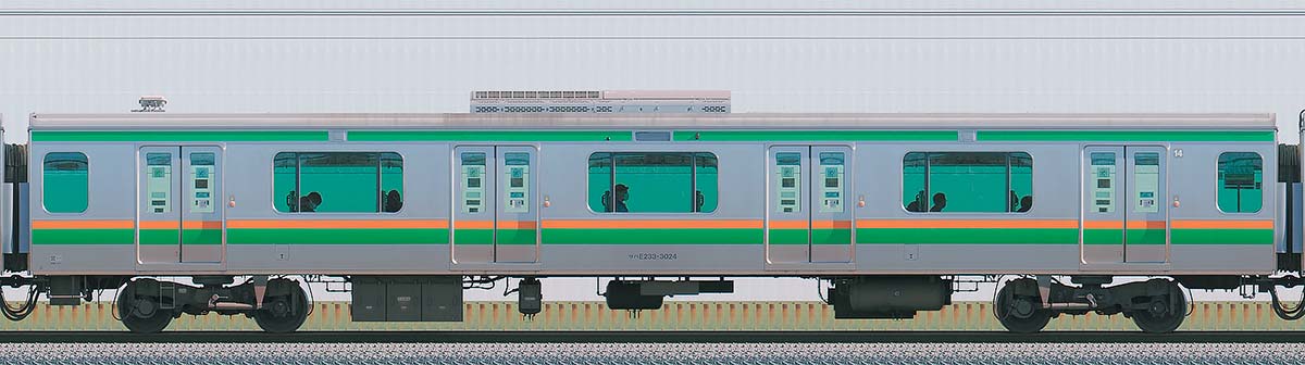 JR東日本E233系3000番台サハE233-3024山側の側面写真