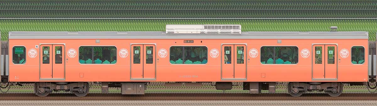 JR東日本E233系サハE233-524（中央線開業130周年記念ラッピングトレイン） 海側の側面写真