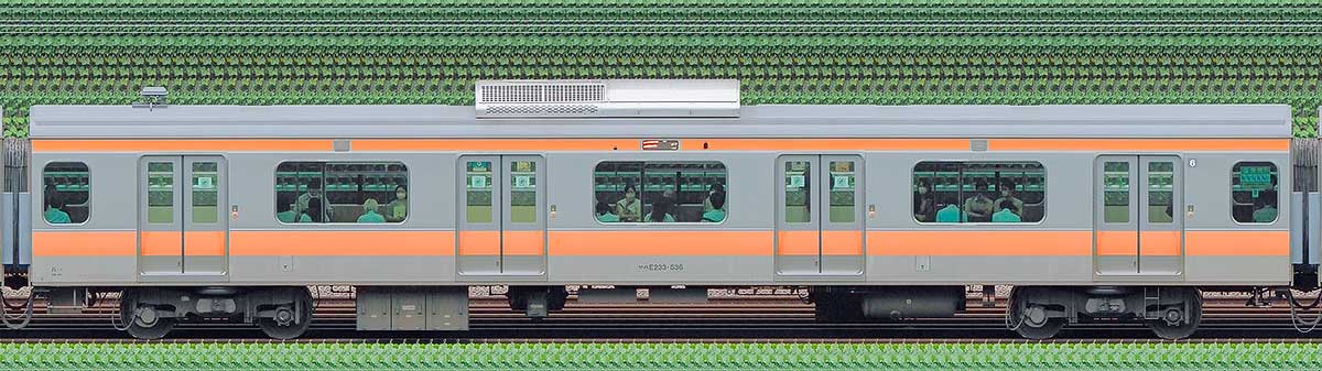 JR東日本E233系サハE233-536山側の側面写真