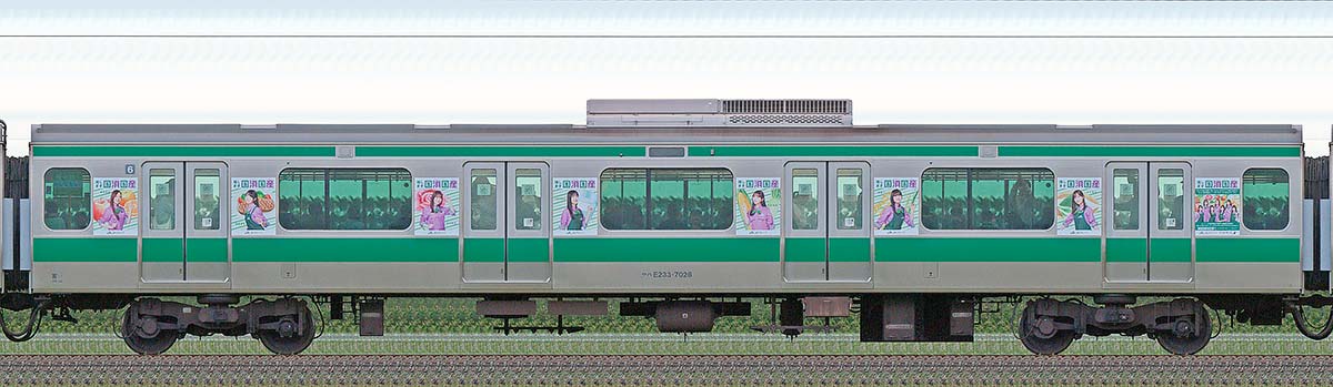JR東日本E233系サハE233-7028「乃木坂46『国消国産』ラッピング電車」海側の側面写真